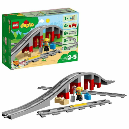 Vehicle Playset   Lego DUPLO 10872 Train rails and bridge         26 Pieces