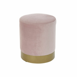 Footrest DKD Home Decor Pink Velvet Golden Metal Polyester (35 x 35 x 40 cm)