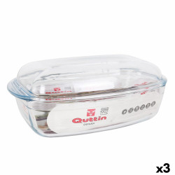 Casserole with lid Quttin   Transparent 6,7 l Glass 37 x 22 x 14,1 cm (3 Units)