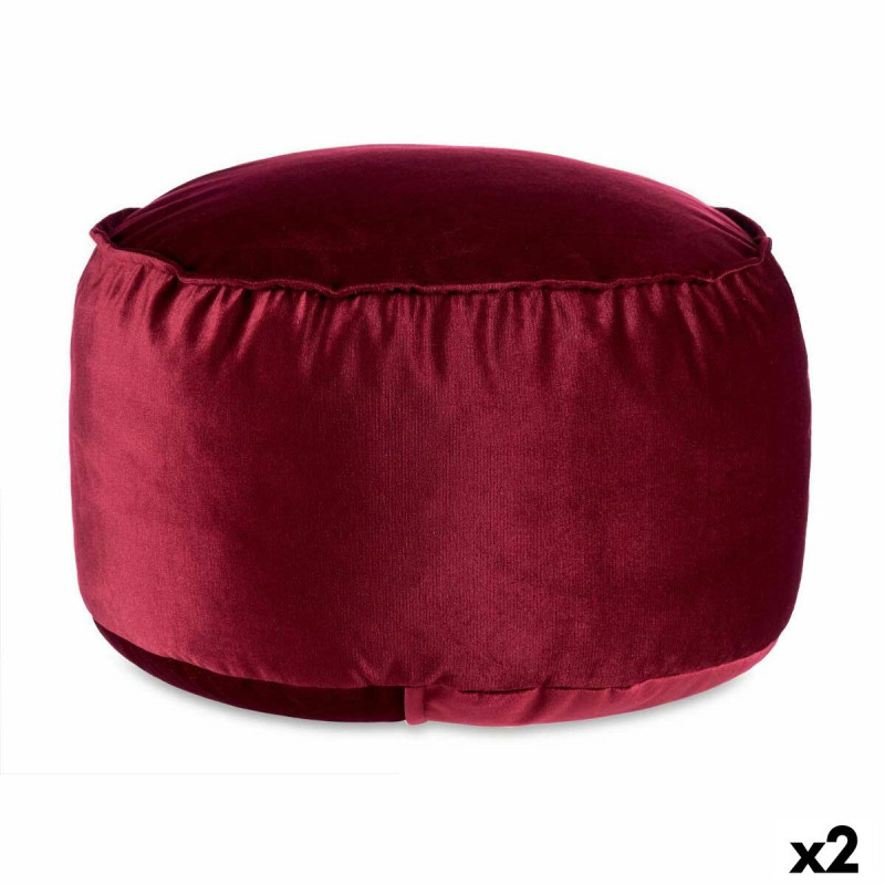 Pouffe Velvet Maroon 60 x 39 x 60 cm (2 Units)