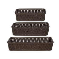 Set of organiser trays Brown Plastic Rectangular 6 Units