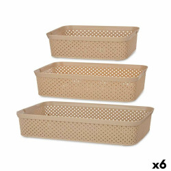 Set of organiser trays Beige Plastic Rectangular 6 Units