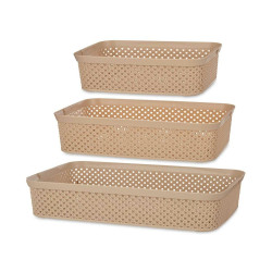 Set of organiser trays Beige Plastic Rectangular 6 Units