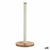 Kitchen Paper Holder Brown White Metal Bamboo (15 x 15 x 33,5 cm) (12 Units)