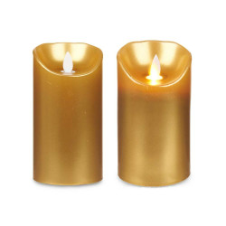 LED Candle Golden 8 x 8 x 15 cm (12 Units)