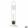 Toilet Paper Holder with Brush Stand 16 x 28,5 x 80,8 cm Metal White Plastic Bamboo (4 Units)