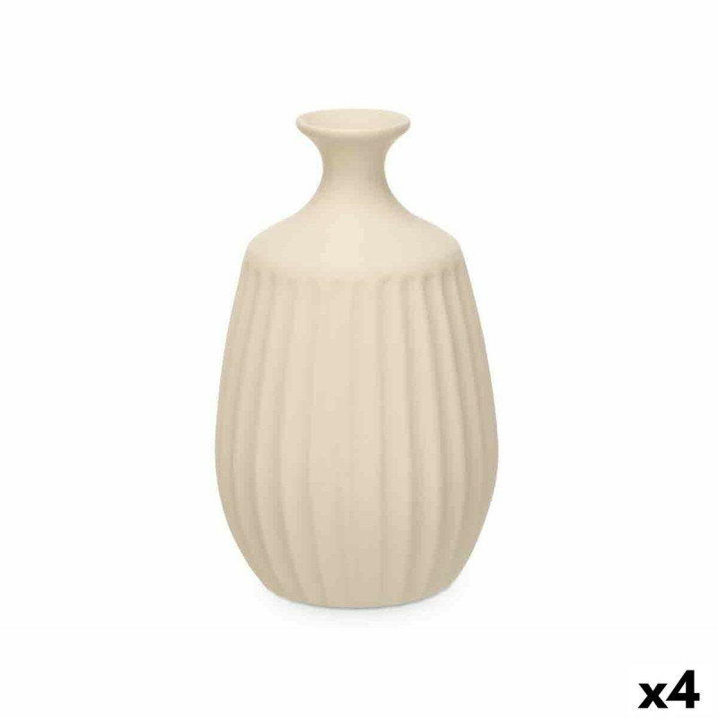 Vase Beige Ceramic 19 x 31 x 19 cm (4 Units) Stripes