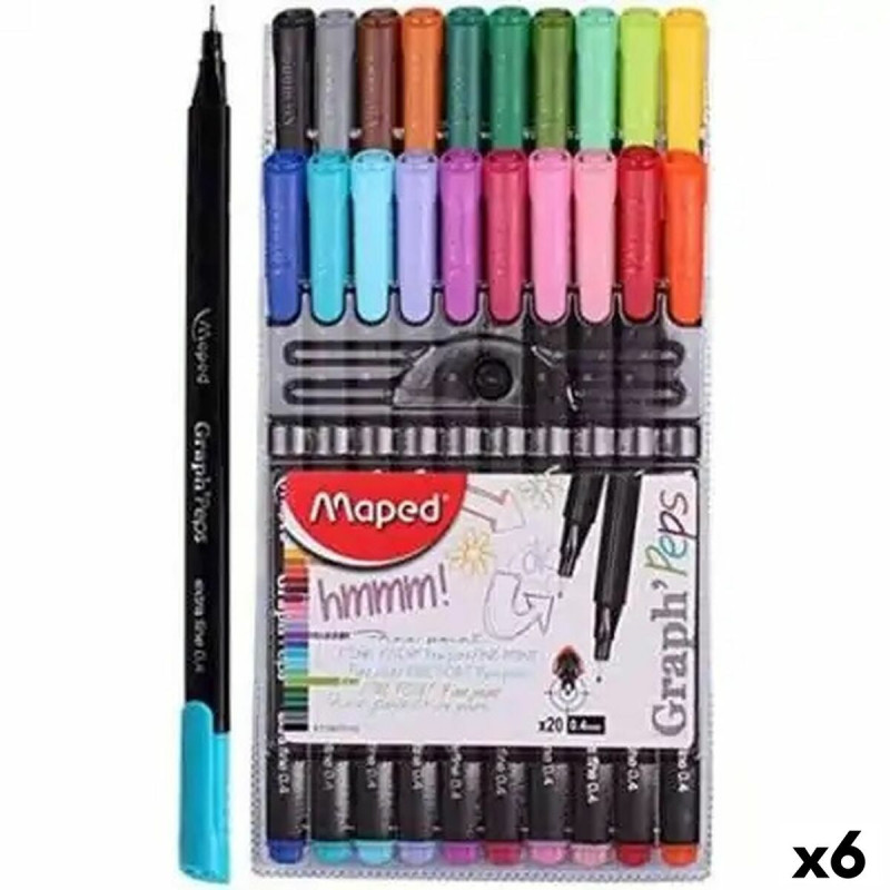 Set of Felt Tip Pens Maped Graph´Peps Classic Multicolour (6 Units)