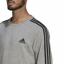 Men’s Sweatshirt without Hood Adidas Essentials French Terry 3 Stripes Grey