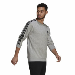 Men’s Sweatshirt without Hood Adidas Essentials French Terry 3 Stripes Grey