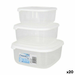 Set of 3 lunch boxes Tontarelli Family White 20 x 20 x 9,4 cm (20 Units)