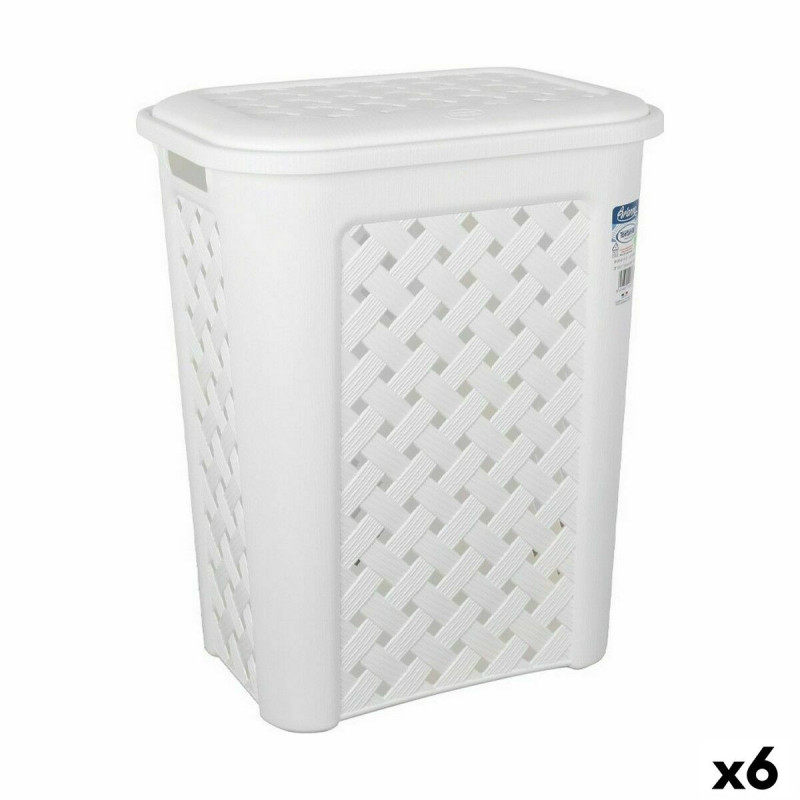 Laundry Basket Tontarelli Arianna With lid White 37,5 x 27,5 x 47 cm (6 Units)