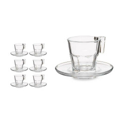 Set of 6 Cups with Plate Casablanca Transparent Glass 4 Units (70 ml)