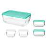 Set of lunch boxes Snow Box Rectangular White Turquoise (4 Units)