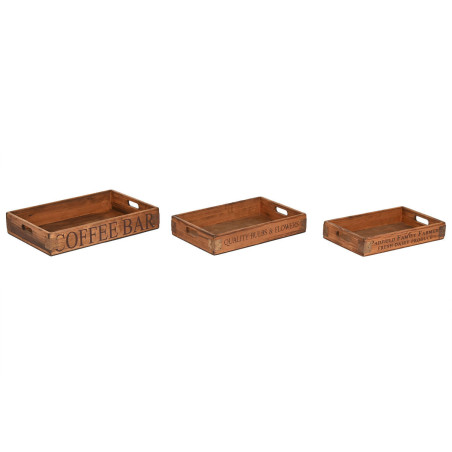 Set of trays Home ESPRIT Natural Fir wood 56 x 38 x 10 cm (3 Pieces)