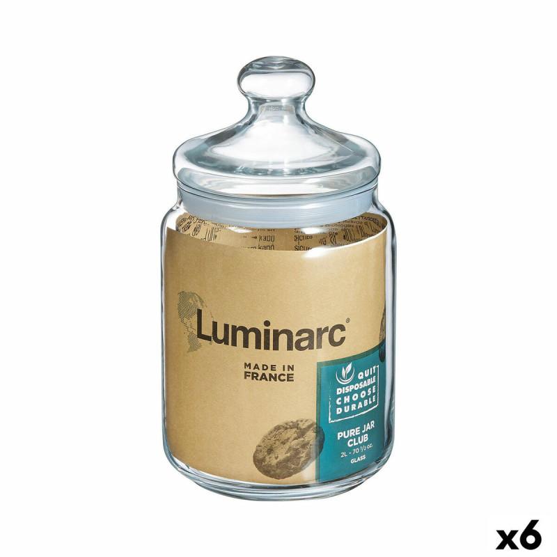 Jar Luminarc Club Transparent Glass 2 L (6 Units)