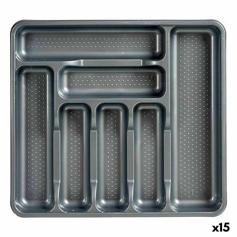 Cutlery Organiser Grey Plastic 39 x 5 x 42,5 cm (15 Units)