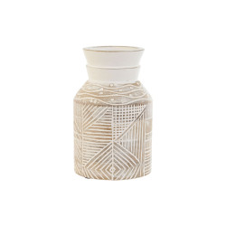 Vase Home ESPRIT White Natural Mango wood Colonial 15 x 15 x 38 cm