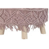 Footrest DKD Home Decor Natural Light Pink Wood Boho Macrame 53 x 53 x 31 cm