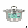 Pot with Glass Lid Quttin Caesar Steel ø 26 x 15,5 cm (2 Units)