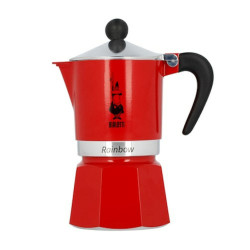 Italian Coffee Pot Bialetti Rainbow 6 Cups Red Metal Aluminium 240 ml 300 ml