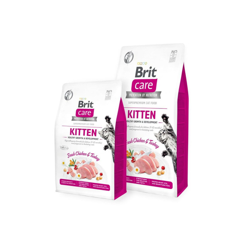 Cat food Brit  Care Grain Free Kitten Healthy growth and development Adult Chicken Turkey 7 kg