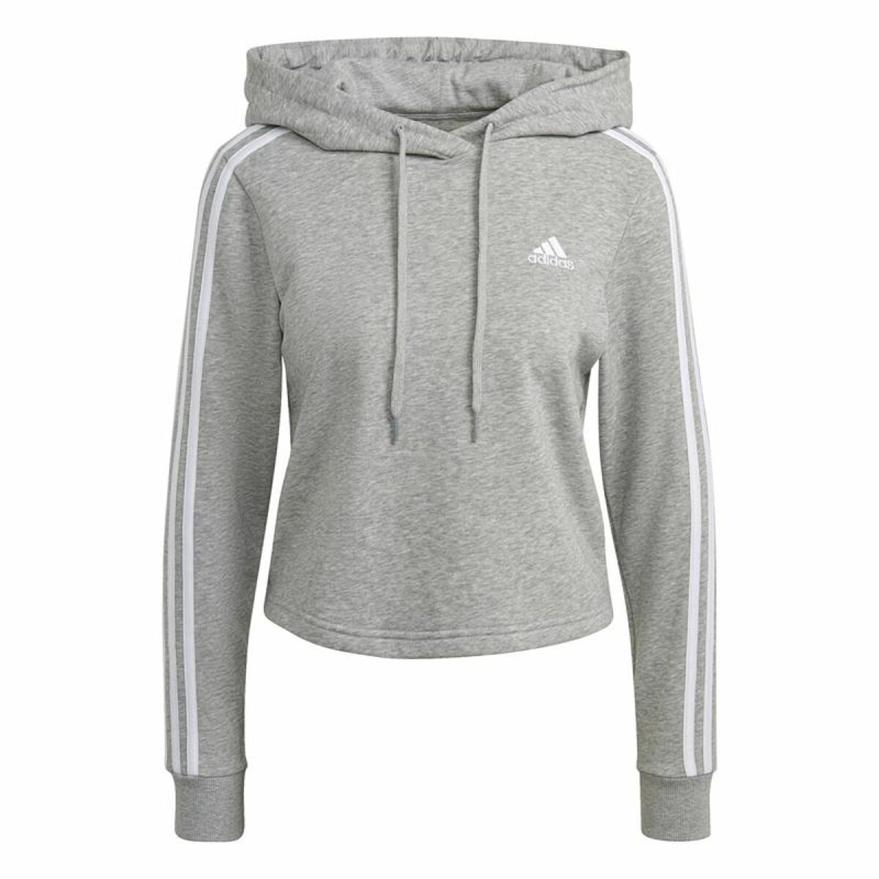 Women’s Hoodie Adidas Essentials 3 Stripes Crooped Grey