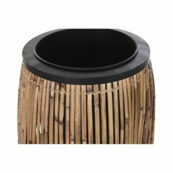 Planter DKD Home Decor Black Natural Metal Squared Bali 40 x 40 x 82 cm