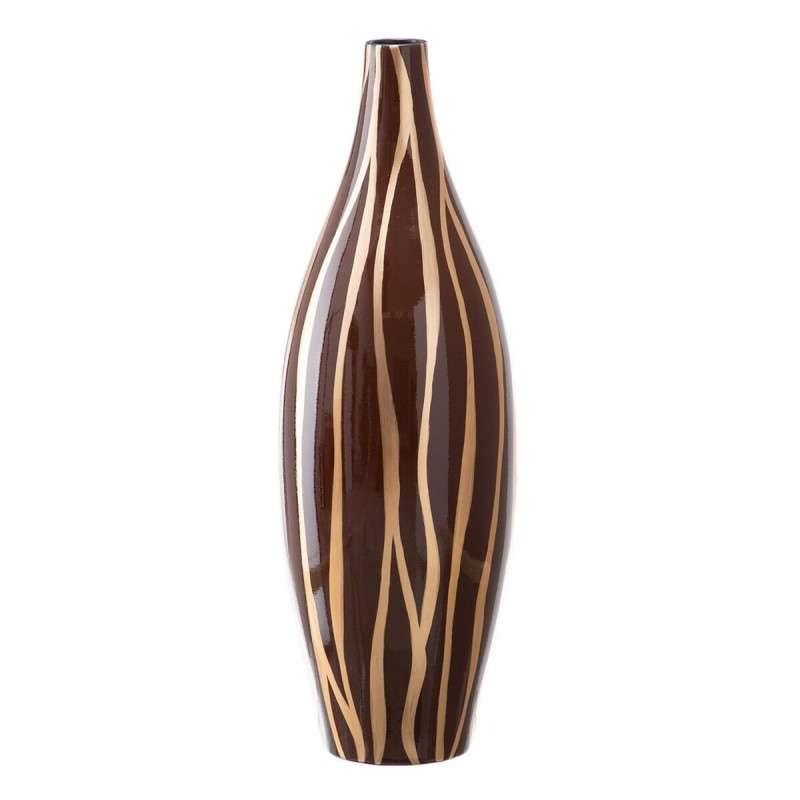 Vase 20 x 20 x 58,5 cm Zebra Ceramic Golden Brown