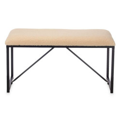 Bench Beige Metal Cloth 81 x 42 x 38 cm