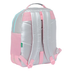 School Bag Benetton Silver Padded Silver 32 x 42 x 15 cm