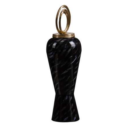 Vase 18 x 18 x 58 cm Crystal Black Golden Metal