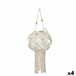 Candleholder Macrame White Cotton 23 x 24 x 23 cm (4 Units)