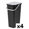 Recycling Waste Bin Tontarelli Moda 38 L White Black (4 Units)