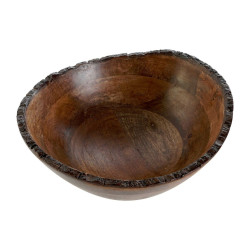 Salad Bowl DKD Home Decor Dark brown Mango wood 30 x 30 x 12 cm