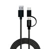 USB Cable to Micro USB and USB C Savio CL-128 Black 1 m