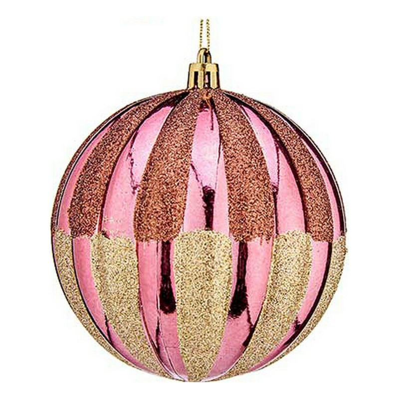 Christmas Baubles Ø 10 cm 6 Units Pink Golden Plastic