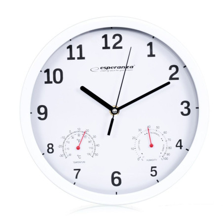 Wall Clock Esperanza EHC016W White Glass Plastic 25 cm