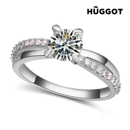 Hûggot You & Me Rhodium-Plated Ring with Zircons