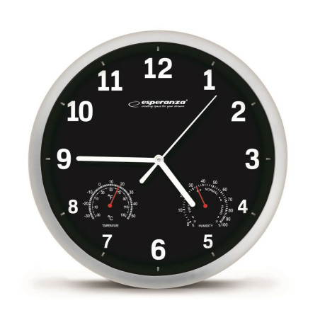 Wall Clock Esperanza EHC016K Black Glass Plastic 25 cm