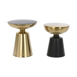 Set of 2 tables Home ESPRIT Black Gold 36 x 36 x 42,5 cm