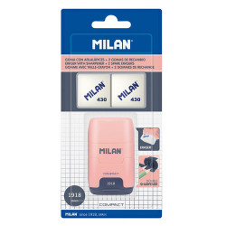 Eraser and Pencil Sharpener Set Milan Afilaborra Compact Serie 1918 Double Pink