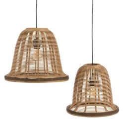 Ceiling Light Natural Bamboo 220-240 V 41 x 41 x 33 cm (2 Units)