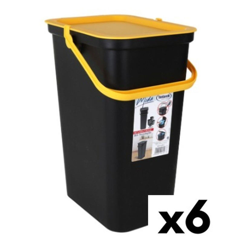 Recycling Waste Bin Tontarelli Moda 24 L Yellow Black (6 Units)