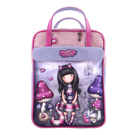 Rucksack Gorjuss Cheshire cat Pink Purple (27 x 10 x 37 cm)