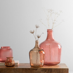 Decorative container Pink recycled glass 27 x 27 x 42 cm