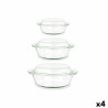 Saucepans Set Borosilicate Glass Transparent 700 ml 1 L 1,5 L (4 Units)