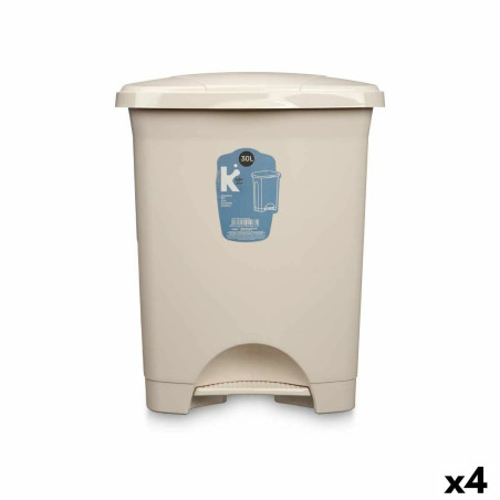 Pedal bin Beige Plastic 30 L (4 Units)