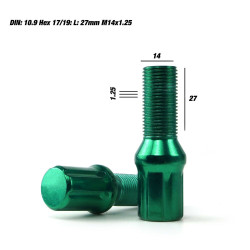 Set Nuts OMP 27 mm Green 20 uds M14 x 1,25