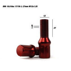 Set Nuts OMP 27 mm Red 20 uds M12 x 1,25